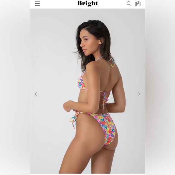 Bright Swim MARIA top & bottom sunset/white colourful bright floral tie bikini - Picture 2 of 3